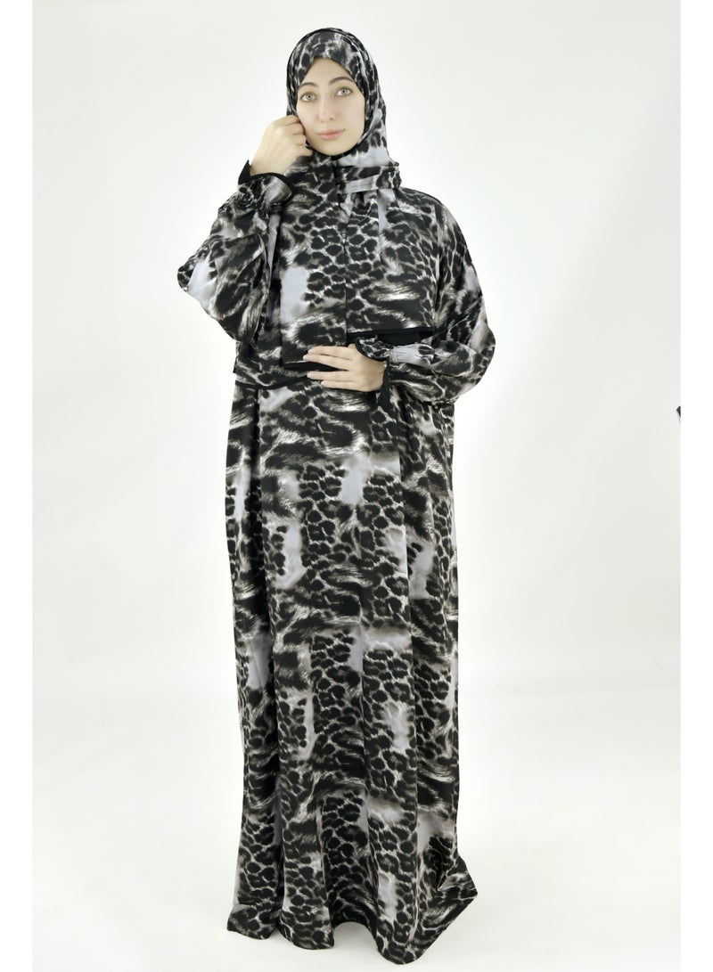  داماس كولكشن باس صلاة نسائي قطعة واحدة من قماش كريب فوكا فاخر مع وشاح متصل وجيب – ملابس صلاة شرعية مريحة - Image 4